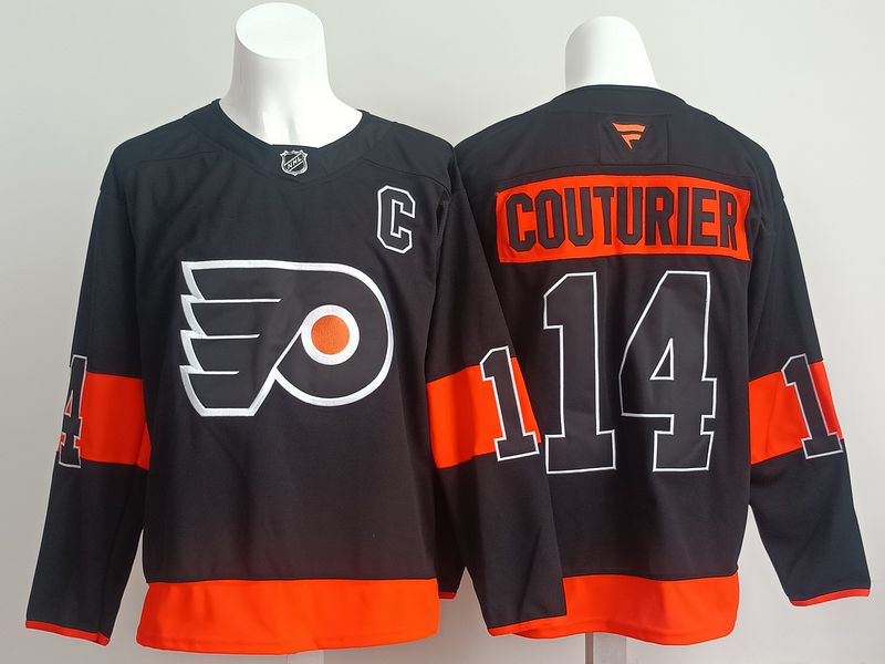 Men 2025 Philadelphia Flyers #14 Couturier Black Fanatics Home Premium NHL Jersey style 1